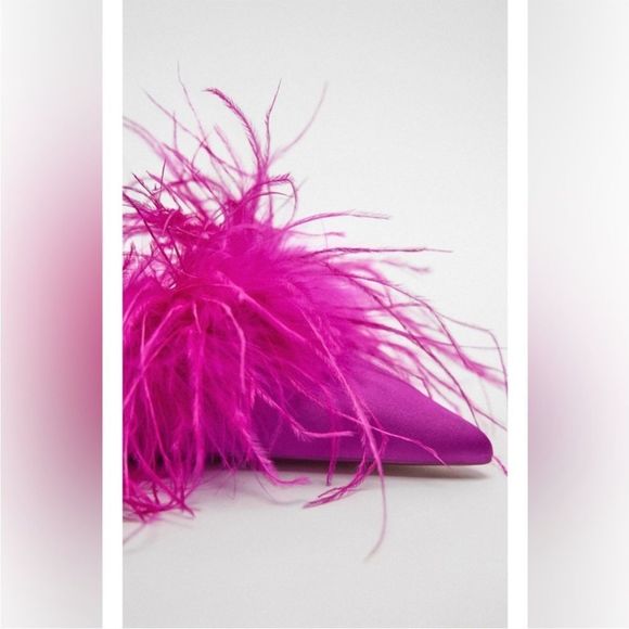 ❤️🔥Zara feathered fabric heeled shoes 038/42 - Picture 10 of 16